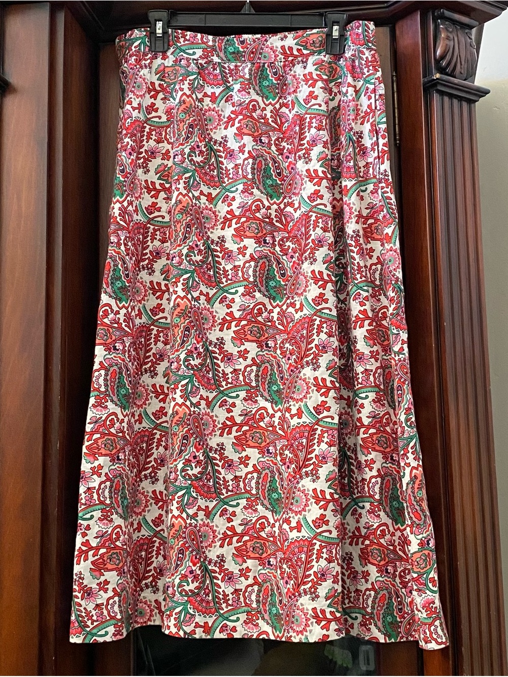 Boden Florence Linen Midi Skirt Women’s 12 R Floral Paisley Classic Boho Fun - Picture 3 of 8